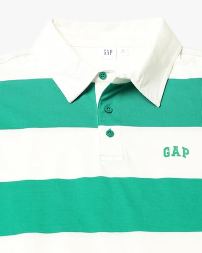 Men's Horizontal Stripes Relaxed Fit Polo Neck T-Shirt, Green, L