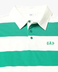 Men's Horizontal Stripes Relaxed Fit Polo Neck T-Shirt, Green, L
