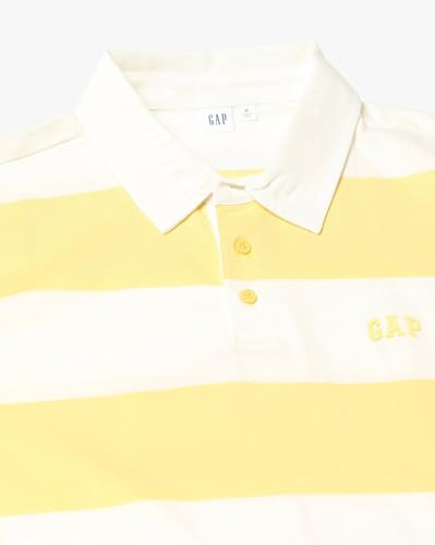 Men's Horizontal Stripes Polo Neck Polo T-Shirt, Lt. Yellow, XXL