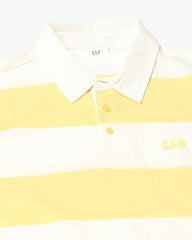 Men's Horizontal Stripes Polo Neck Polo T-Shirt, Lt. Yellow, XXL