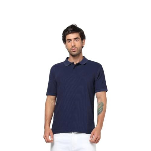 Men's Logo Print Slim Fit Polo Neck T-Shirt, Navy Blue, XXL