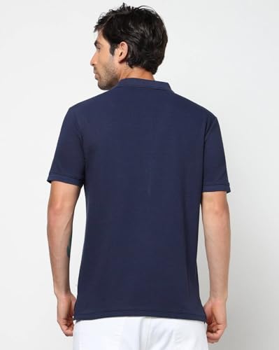 Men's Logo Print Slim Fit Polo Neck T-Shirt, Navy Blue, XXL