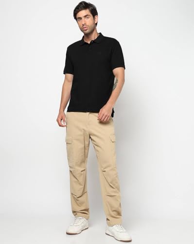 Men's Logo Print Slim Fit Polo Neck T-Shirt, Black, L
