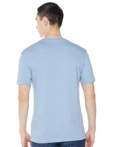 GAP Men Printed Slim Fit Round Neck Half Sleeves T-Shirt,Blue,L