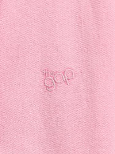 Women's Logo Print Relaxed Spread Collar Shirt, Pink, M