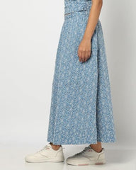 Women's Cut-Work High Waist Skirts, Blue, S