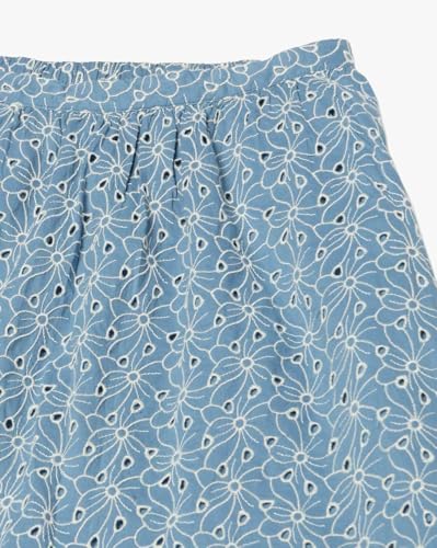 Women's Cut-Work High Waist Skirts, Blue, S