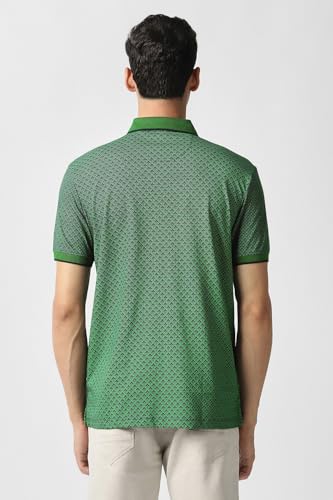 Men Green Print Polo Neck T-Shirt