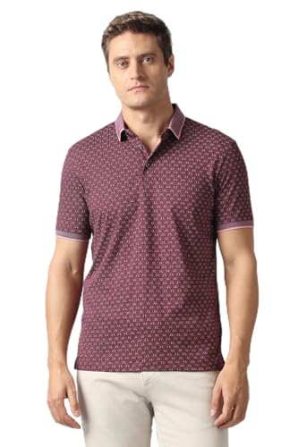 Men Purple Print Polo Neck T-Shirt