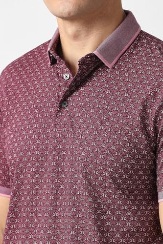 Men Purple Print Polo Neck T-Shirt