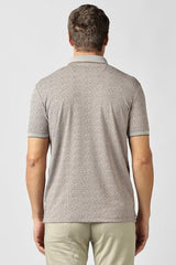 Men Grey Print Polo Neck T-Shirt