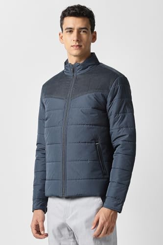 Men Navy Patterned Casual Jacket