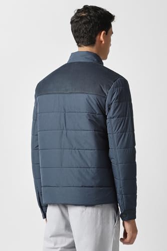 Men Navy Patterned Casual Jacket