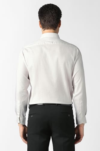 Men White Textured Full Sleeves Formal Shirt