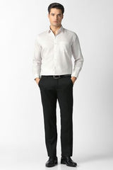 Men White Textured Full Sleeves Formal Shirt
