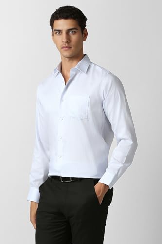 Men Light Blue Stripe Full Sleeves Formal Shirt