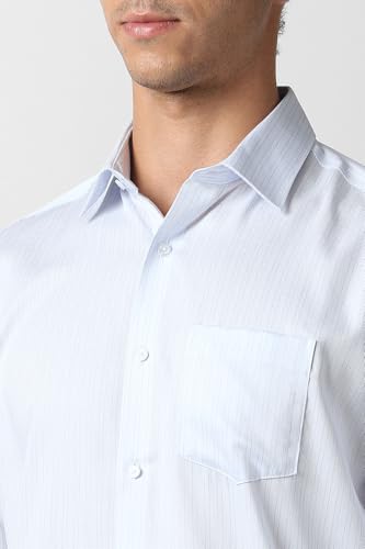 Men Light Blue Stripe Full Sleeves Formal Shirt