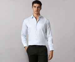 Men Light Blue Stripe Full Sleeves Formal Shirt