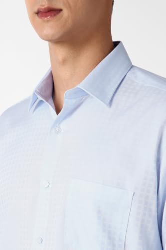 Men Light Blue Textured Full Sleeves Formal Shirt