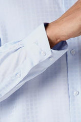 Men Light Blue Textured Full Sleeves Formal Shirt