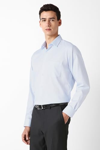 Men Light Blue Textured Full Sleeves Formal Shirt