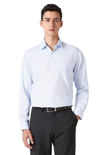 Men Light Blue Textured Full Sleeves Formal Shirt