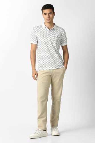 Van Heusen men's white long-sleeve T-shirt, regular fit, casual upper wear, front view showing neckline and sleeves.