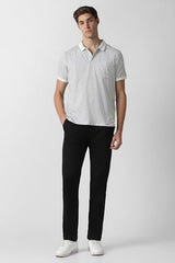 Men White Print Polo Neck T-Shirt