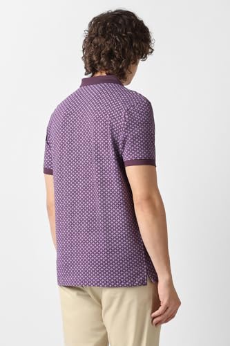 Men Purple Print Polo Neck T-Shirt