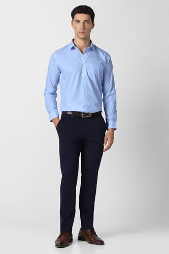 Men Light Blue Textured Full Sleeves Formal Shirt