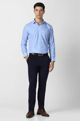Men Light Blue Textured Full Sleeves Formal Shirt