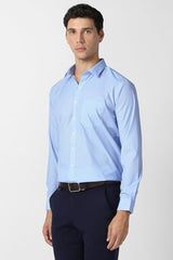 Men Light Blue Textured Full Sleeves Formal Shirt