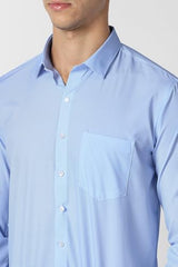 Men Light Blue Textured Full Sleeves Formal Shirt