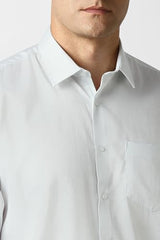 Men White Textured Full Sleeves Wedding Shirt