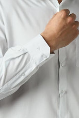 Men White Textured Full Sleeves Wedding Shirt