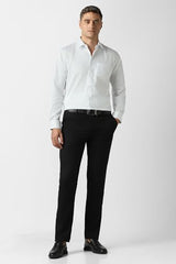 Men White Textured Full Sleeves Wedding Shirt