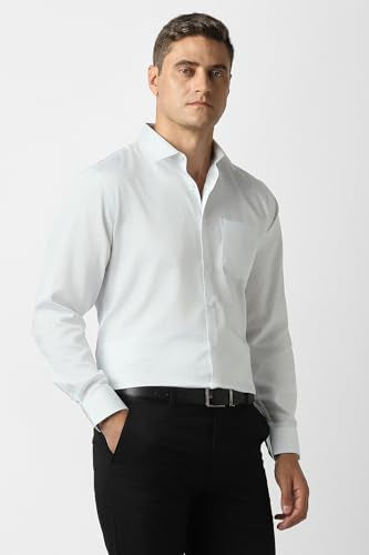 Men White Textured Full Sleeves Wedding Shirt
