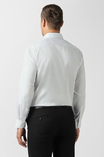 Men White Textured Full Sleeves Wedding Shirt