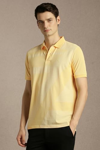 Louis Philippe Striped Polo Collar Cotton Golf Leisure T Shirt