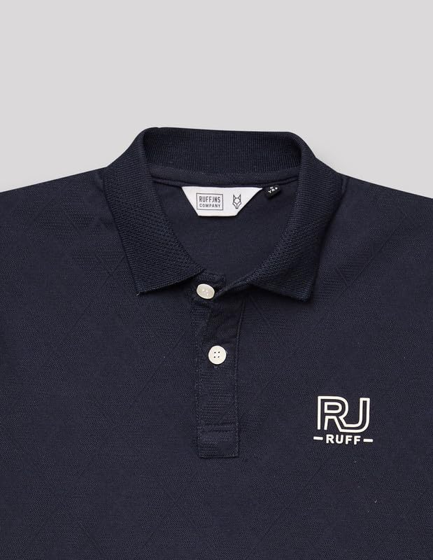 RUFF Boys Navy Blue Textured Polo T-Shirt | Half Sleeves | Casual Wear