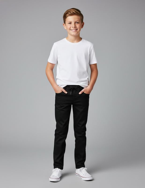 RUFF Solid Cotton Poly Jeans | Full Length | Round Elastic | Regular Fit | Casual Wear Black