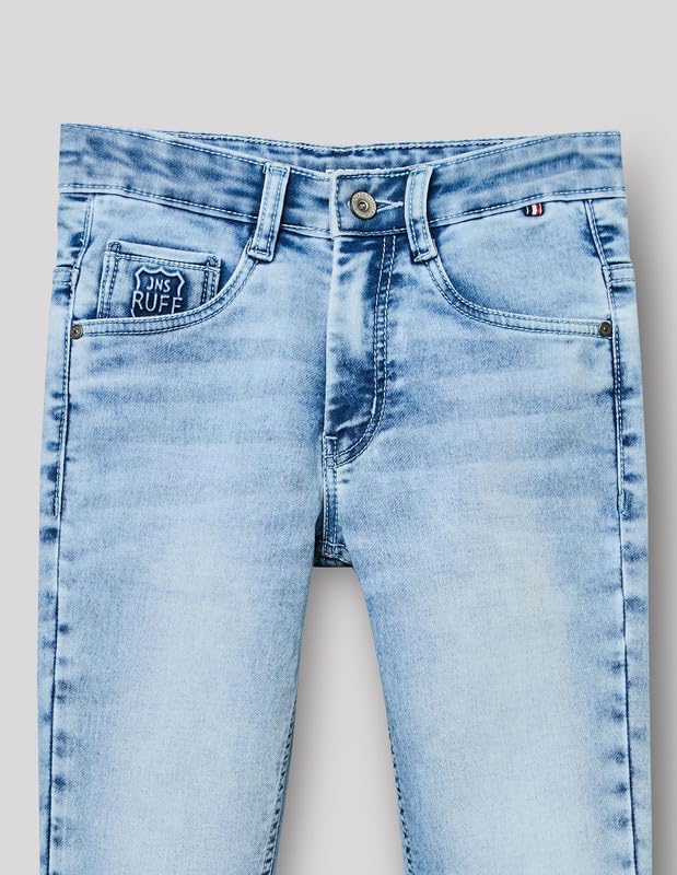 RUFF Solid Cotton Poly Jeans | Full Length | Fixed Waist | Regular Fit | Casual Wear Stone