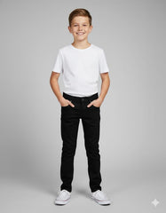 RUFF Solid Cotton Poly Jeans | Full Length | Fixed Waist | Regular Fit | Casual Wear Black