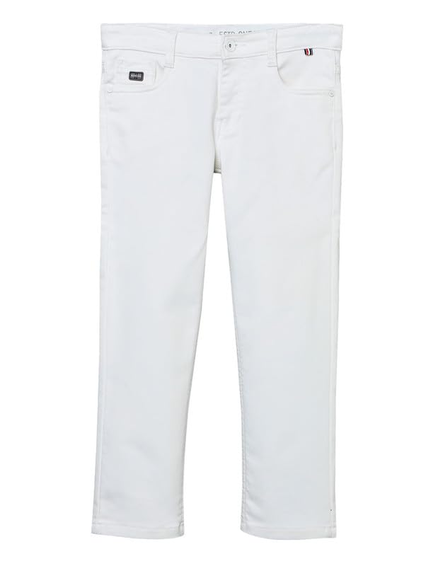 RUFF Solid Cotton Poly Jeans | Full Length | Fixed Waist | Regular Fit | Casual Wear White