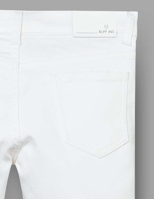 RUFF Solid Cotton Poly Jeans | Full Length | Fixed Waist | Regular Fit | Casual Wear White