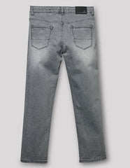 RUFF Grey Wash Straight Fit Denim Jeans | Full Length | Casual Wear
