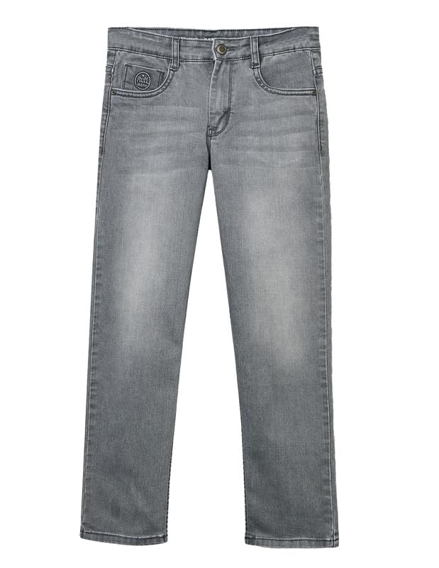 RUFF Grey Wash Straight Fit Denim Jeans | Full Length | Casual Wear