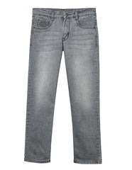 RUFF Grey Wash Straight Fit Denim Jeans | Full Length | Casual Wear