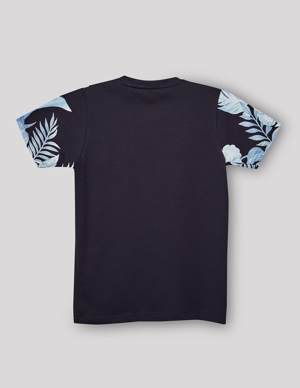 RUFF Navy Blue Round Neck Printed T-Shirt | Half Sleeves | Casual Wear