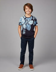 RUFF Navy Blue Round Neck Printed T-Shirt | Half Sleeves | Casual Wear